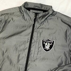 Raiders NFL Jacket G-III Windbreaker XL Gray Full Zip Lightweight Mesh Lined
